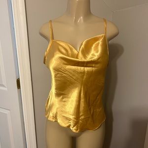 Gold yellow satin tank cameo New with tags